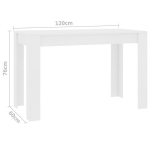 vidaXL s&ouml;&ouml;gilaud, valge 120 x 60 x 76 cm puitlaastplaat