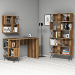 Kirjutuslaud riiuliga Kalune Design 845 (III), pruun/must