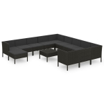 Aiakomplekt patjadega, vidaXL, Juoda