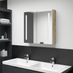 vidaXL LED vannitoa peegelkapp, valge, tamm, 62 x 14 x 60 cm