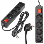 Masterled pikendusjuhe 1,5 m maandusega, 4 pesa, must, 3x1 mm