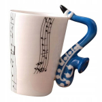 Keraamiline kruus kohvi piim sinine saksofon kepp