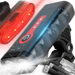 Eesmine ja tagumine jalgrattalamp, v&otilde;imas 1800 luumenit led, jalgrattale juhtrauale