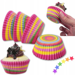 Muffinivormid 100 tk vikerkaarev&auml;rvilised paberist koogikeste jaoks
