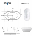 Vann Besco Navia, 160 x 80 cm, kuldsete katetega