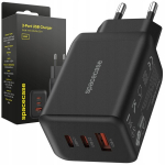 Kiirlaadija Spacecase Gan 65w 2x Usb-c Usb-a telefonile Qc 3.0 Pd Pps