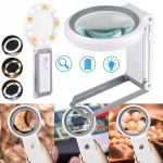 Optiline seade Led tuledega suurendusklaas, 10x ja 30x suurendus, alus