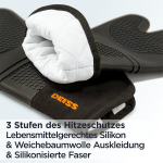 Deiss Pro kuuma- ja plekikindlad silikoonist ahjukindad, pehme puuvillase voodriga Bbq-kindad, veekindlad, eriti pikad, painduvad, paksud k&ouml;&ouml;gikindad toiduvalmistamiseks