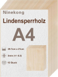 10 laimi puidust paneeli komplekt A4, vineerplaat 3 mm, 297 x 210 mm k&auml;sit&ouml;&ouml;plaat, pappel-sandwich, laimi vineer, sobib laserl&otilde;ikamiseks ja graveerimiseks, saagimiseks, p&uuml;rograafiaks, Cnc freespingile