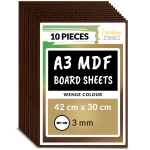 Creative Deco 10 x A3 MDF plaadid, tumepruunid | 420 x 300 x 3 mm | Sobib suurep&auml;raselt laserl&otilde;ikamiseks, CNC freesimiseks, modelleerimiseks, &scaron;abloonide loomiseks