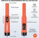 Laselion Md01 metallidetektor-n&otilde;elaotsija Ip68 veekindel - kaasaskantav metallidetektor 9v patarei, v&ouml;&ouml;kotiga ja kaelapaelaga, 360&deg; otsinguulatus