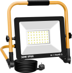Rigidon 30 w led ehitusprožektor, 3000 lm kaasaskantav led t&ouml;&ouml;valgusti, led prožektor pistikuga, ip66 ehitusvalgusti, t&ouml;&ouml;kotta, ehitusplatsile, garaaži, aeda, 6000 k
