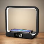 Vosfeel voodilamp laadimisfunktsiooniga, 4-in-1 puutetundlik, dimmerdatav kellaga, &ouml;&ouml;valgusti, 15 W, juhtmevaba laadimine usb-pordiga, laualamp magamistuppa, elutuppa, kontorisse (adapter kaasas