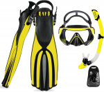 Tudiving t&auml;iskasvanutele m&otilde;eldud kaasaskantav 3-osaline komplekt: sukeldumismask, snorkel, lestad, reisisuuruses komplekt ujumiseks, snorgeldamiseks ja sukeldumiseks