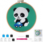 Punch needle embroidery starter kit, Panda punch needle komplekt algajatele, tikkimiskomplekt algajatele punch needle komplekt punch needle kangas Panda mustriga vaibaheegeldamine lastele