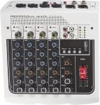 Helimikser 6 kanaliga dj mikser, helipuldi konsool usb mp3 bluetooth sisendiga 48 v fantoomtoide otse&uuml;lekandeks kodulava karaoke jaoks