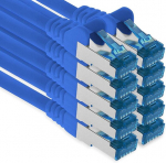 1attack.de 10 x 10 m Cat.6 - Ethernet Gigabit Lan v&otilde;rgu Patch kaabel Rj45 Cat 6 A 10000 Mbit s Sftp Pimf 500 Mhz - sinine