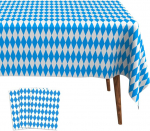 Sociaooil Oktoberfest laudlina sinine valge komplekt 3 tk 137 x 274 cm Pvc peokaunistus &otilde;lleaeda, s&uuml;nnip&auml;eva Baieri festivali veekindel plastikust laudlina dekoratiivse mustriga, peolaudlina