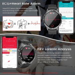 Marsyu nutikell meestele Ekg + Hrv/bmi &uuml;mmargune (48 mm) 1.43 tolline Amoled tervisekell telefonifunktsiooniga, 24h s&uuml;dame l&ouml;&ouml;gisageduse Spo2 verer&otilde;hu kehatemperatuuri uneapnoe une j&auml;lgija fitnesskell
