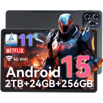 Tahvelarvuti TABWEE W90 11" FHD 24 GB RAM 256 GB ROM - 2 TB SD, 8 MP + 16 MP tehisintellektiga kaamera Android 15 8000 mAh Wi-Fi 6