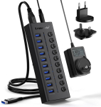 Lemorele Usb 3.0 toitega 10 pordiga gen 1 jaotur koos toiteallikaga, s&otilde;ltumatu kaitsel&uuml;liti, 12v 2a Usb toiteadapter 1