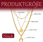 Naiste kuldkett, Y-kujuline kuldne vintage poolkuu ripats v&auml;ikeste &uuml;mmarguste helmestega, naiste kuldne lihtne kuu ripats, kihiline kett, sobib t&uuml;drukutele (kuldne)