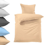 Lavea voodipesu 155 x 220 cm, 2-osaline cappuccino, Jasmin sari - pehme ja mugav - 1 x tekikott + 1 x padjap&uuml;&uuml;r 80 x 80 cm - aastaringsed voodipesukomplektid