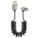 Riieyoca 4k mini hdmi-hdmi l&uuml;hike spiraalkaabel, 90 kraadi allanurga 18 gbps kiire hdmi2.0 toetab 4k @ 60 hz, &uuml;hildub videokaamera, monitoriga (alla)