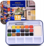 Artecho akvarellv&auml;rvide komplekt, 18 p&otilde;hiv&auml;rvi akvarellid, akvarell veepaagi pintsliga, kaasaskantav akvarellv&auml;rvide karp, sobib suurep&auml;raselt algajatele ja professionaalidele, ideaalne kingitus