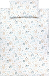 Tuptam laste voodipesukomplekt beebidele, tekikott 100 x 135 120 x 90 cm, padjap&uuml;&uuml;r 40 x 60 cm, poistele t&uuml;drukutele, 2-osaline komplekt, v&auml;rvus: Rabbit / Owl, suurus: 135 x 100 cm