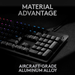 Logitech G512 mehaaniline m&auml;nguriklaviatuur, Gx-blue Clicky l&uuml;litid, Lightsync Rgb valgustus, Usb ahel, alumiiniumkorpus, programmeeritavad F-klahvid, Us Qwerty paigutus, must
