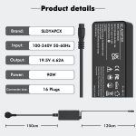 Universaalne 90w s&uuml;learvuti laadija 16 otsikuga, &uuml;hildub Hp Dell Len-ovo Acer Asus Ibm Samsung Toshiba Sony Gateway Notebook Ultrabook Chromebookiga