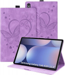 Auslbin &uuml;mbris Samsung Galaxy Tab S10 Plus 12.4 jaoks, kaitsev Pu nahast &uuml;mbris reljeefse mustriga, magnetilise iminapaga ja pliiatsi hoidjaga Tab S10/s9 Plus/sm-x820 jaoks, lilla