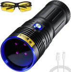 Darkbeam uv taskulamp 365nm musta valguse led ultraviolett must valgus v&otilde;imas woodsche lamp usb-c laetav 50w lemmiklooma uriinidetektor mineraalidele, lekke tuvastamiseks, vaigu k&otilde;vendamiseks