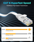 Glcon 30 m cat 6 lan kaabel, 30 meetrit, v&otilde;rgukaabel, 1000 mbit/s, gigabit ethernet kaabel, cat.5e, cat.6, rj45 interneti patch kaabel pc, ps5, xbox switch, modemile (valge)