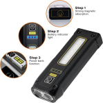 Taskulamp, led laetav, mini taskulamp, must taskulamp matkamiseks, sinise, punase ja cob t&ouml;&ouml;valgustiga, magnetiline taskulamp matkamiseks, v&auml;ike taskulamp matkamiseks, telkimiseks, h&auml;daolukorraks