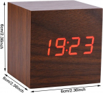 Socobeta m&auml;luga puidust digitaalne lauakell, led aja n&auml;idik, kalender, h&auml;&auml;ljuhtimine, pruun puit punase valgusega, toasisustus, 6 x 6 cm / 2,36 x 2,36 x 2,36 tolli