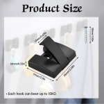 Klyngtsk Kokkupandavate konksude komplekt, 2 tk, seinakonksud, kokkupandavad mantlikonksud, n&auml;htamatud seinakokkupandavad konksud, mustad kokkupandavad mantlikonksud, &uuml;ks alumiiniumist seinakinnituskonks k&ouml;&ouml;ki, vannituppa, kontorisse