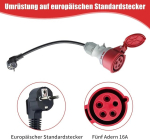 Cee 16a k&otilde;rge voolutugevusega pistik schuko jaoks, adapter schuko kuni Cee 5-pin | 16a kuni 16-32a | adapter 230v unischuko pistik, kaabli pikkusega elektriauto laadija tarvikud