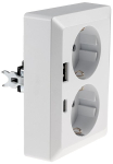 Milos kaitsekontaktiga pistikupesa 2-suunaline topeltpistikupesa 1 kuni 2 s&uuml;vistatav paigaldus s&uuml;vistatavasse pistikupessa 250 V ~ / 16 A usb-a usb-c pd valge