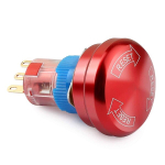 Cldiy metallist h&auml;daseiskamisnupu l&uuml;liti 16 mm 5 a/5-250 vac 3 kontaktiga toite v&auml;ljal&uuml;litamise &uuml;mmargune iselukustuv veekindel seenekujulise peaga l&uuml;liti &uuml;ks avatud ja &uuml;ks suletud punane 1 tk