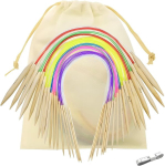 &Uuml;mmarguste kudumisvarraste komplekt, 18 suurust, kahe otsaga &uuml;mmargused kudumisvardad sokkide, m&uuml;tside, kinnaste jaoks (v&auml;rviline, 40 cm)