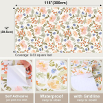 Varyfloral tapeet lilled valged isekleepuvad tapeedid 30.5 cm x 300 cm lilleline tapeet roosad tulbid kleepkile m&ouml;&ouml;bel botaaniline seinatapeet elutuba botaaniline fototapeet vintage