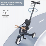 Newyoo 5-in-1 kolmerattaline jalgratas, tasakaaluratas alates 1. eluaastast l&uuml;kkesangaga lastele alates 1, 2, 3 aastast, laste kolmerattaline jalgratas eemaldatavate pedaalide ja reguleeritava istmega, tumehall