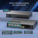 18 pordiga 2.5 gb haldamata ethernet l&uuml;liti 16* 2.5g base-t portidega, 2*10g sfp+ portidega. Gigaplus 2.5gbe v&otilde;rgul&uuml;liti 2.5g nas/pc, juhtmevaba ap, wifi6 ruuteri jaoks. ventilaatorita disain