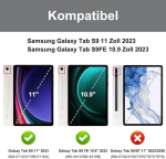 Winchking klaviatuurikohver samsung galaxy tab s10 fe 10.9 tolli tahvelarvutile, &uuml;hildub samsung galaxy tab s9 fe-ga, 7 v&auml;rvi valgustus, magnetiliselt eemaldatav bluetooth klaviatuur, qwertz paigutus (must)
