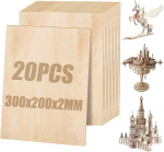 Senenqu 20 t&uuml;kki p&auml;rna puit 2 mm, 300 x 200 x 2 mm vineerplaat, vineerist puitpaneelid k&auml;sit&ouml;&ouml;ks laserprojektide jaoks, isetehtud mudel, kunst ja k&auml;sit&ouml;&ouml;, maalid