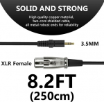 Geekria for Creators mikrofoni kaabel 3.5mm Male to Xlr Female 2.5m, &uuml;hildub Shure Sm58 Sm57 Sm48 Sm7b Mv7 Pga48 Pga58 Beta 58a balansseeritud mikrofoni kaabliga (must)