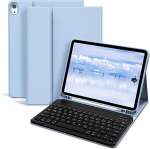 Kvtvou klaviatuurikohver ipad a16 2025 11. p&otilde;lvkonna/ipad 10. p&otilde;lvkonna 2022 10,9 tolli jaoks, magnetiline eemaldatav, saksa bluetooth qwerty klaviatuur, helesinine