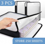 Caydo scrapbook'i paberikorraldaja, 3 musta laiendatava paberkausta komplekt k&auml;epidemega, l&auml;bipaistev kaasaskantav scrapbook'i paberi hoiukarp 30 x 30 cm scrapbook'idele, vin&uuml;&uuml;lpaber